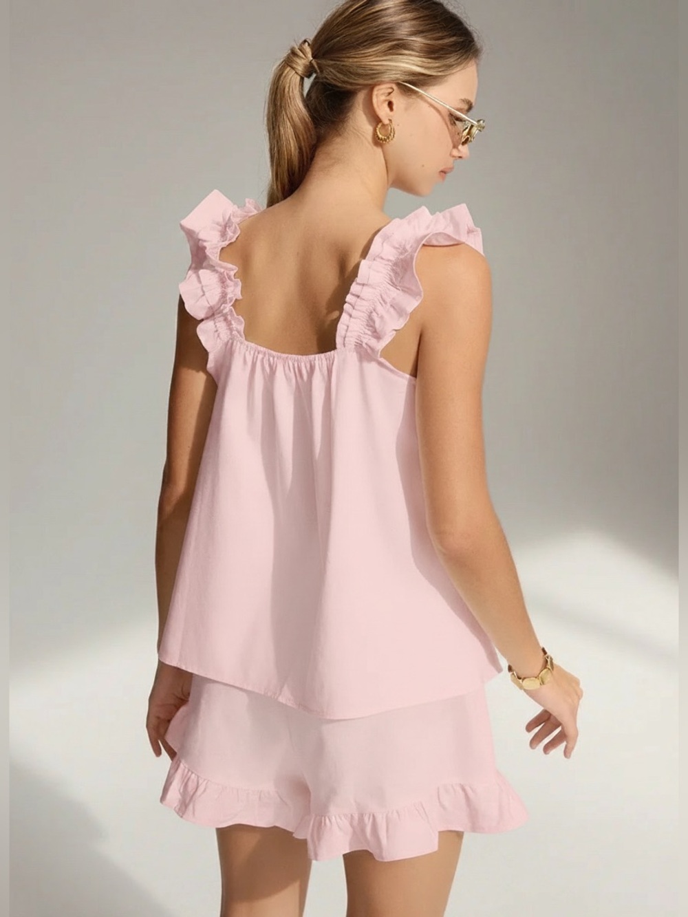 Commense Pure Cotton Ruffle Shorts Set - Picture 6 of 11
